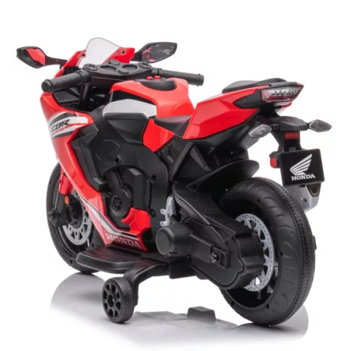Honda CBR gyermekmotor 7,2 V-os lítium akkumulátorral és segédkerekekkel, piros
