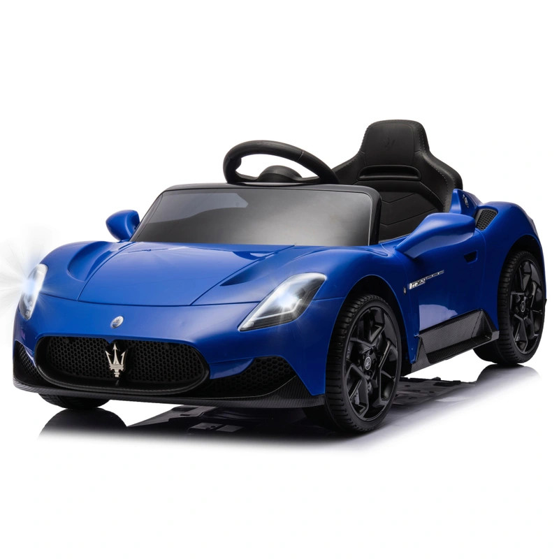 Maserati elektromos autó gyerekeknek 10,8 V-os lítium akkumulátorral, távirányítóval és hanggal, kék – fő nézet