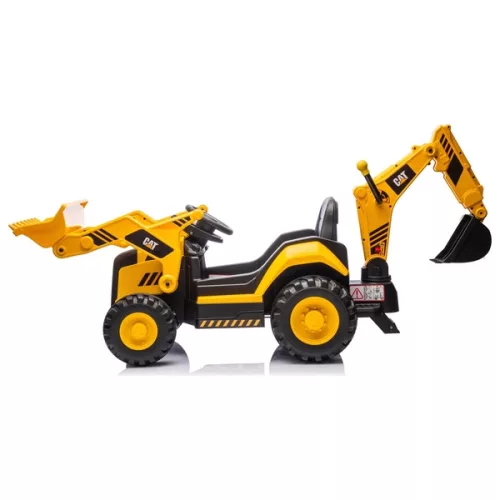 CAT elektromos autó gyerekeknek 10,8 V-os lítium akkumulátorral, kerekes rakodóval és kotrógéppel, sárga
