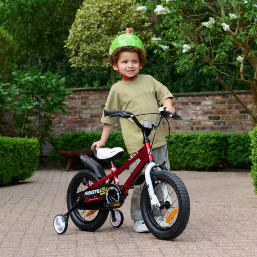 14 colos Freestyle gyerekkerékpár kiegészítő kerekekkel, piros