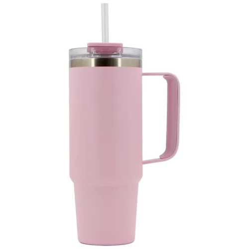 Rozsdamentes acél kulacspohár szívószállal, 900 ml, vegyes színben