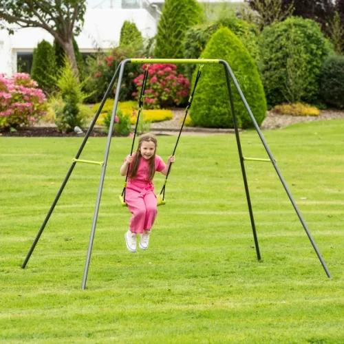 Gyerekhinta kerettel, kültéri, 184 cm, zöld