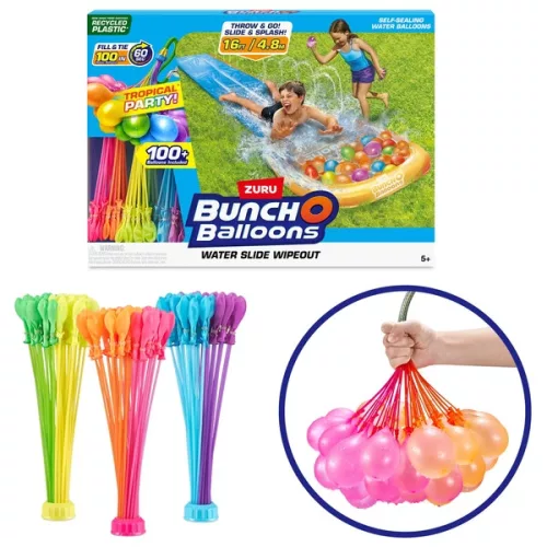 Bunch O lufikitörő vízicsúszda 100+ vízi lufival, trópusi parti