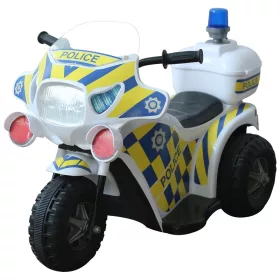   Rendőrségi gyermekmotor 7,4 V-os lítium akkumulátorral, fénnyel és hanggal, kék/sárga