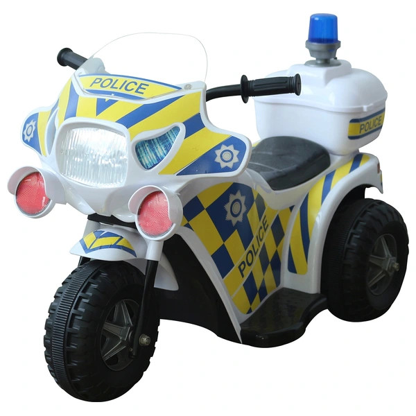 Rendőrségi gyermekmotor 7,4 V-os lítium akkumulátorral, fénnyel és hanggal, kék/sárga – alternatív kép 1