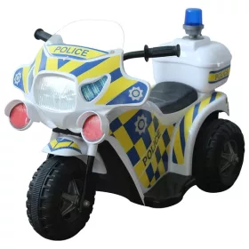   Rendőrségi gyermekmotor 7,4 V-os lítium akkumulátorral, fénnyel és hanggal, kék/sárga