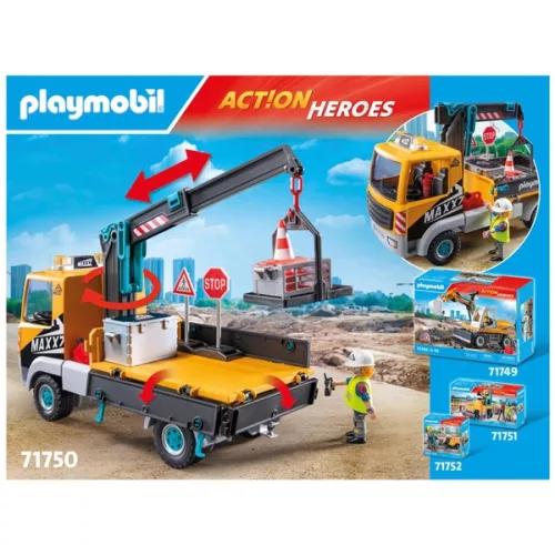 PLAYMOBIL Action Heroes 71750 Építőipari teherautó daruval, 3–5 év