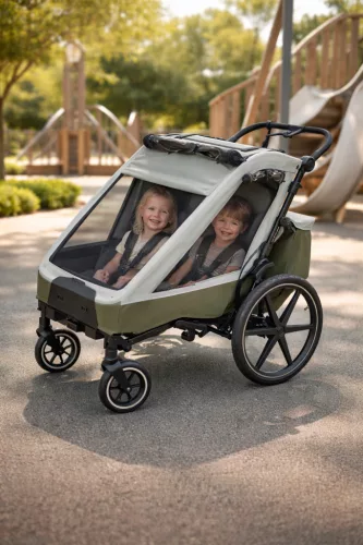 ABC Design 3 az 1-ben Tour kerékpár utánfutó, olívazöld