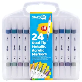   Crafty Co. metálfényű, dupla hegyű akril marker készlet, 24 db