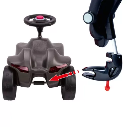 BIG Bobby Car Neo antracit színű, ráülős kisautó BIG Premium tolókarral