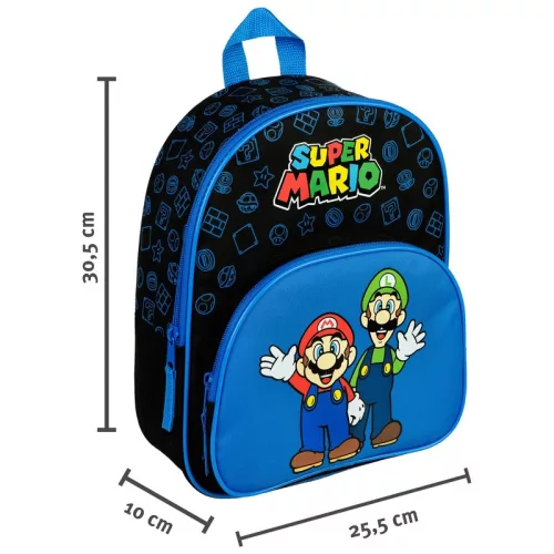 Hátizsák elülső zsebbel, Super Mario mintás