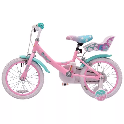16 colos Einhorn gyerekkerékpár kiegészítő kerekekkel, pink