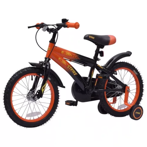 16 colos gyerekkerékpár Strike pótkerekekkel, narancssárga/fekete
