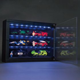   Univerzális 3-szintes Prémium LED Display – LEGO Speed Champions autókhoz & minifigurákhoz (pormentes)