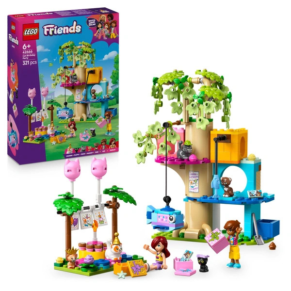 LEGO Friends Macska születésnapi parti és faház 42666 – alternatív kép 1