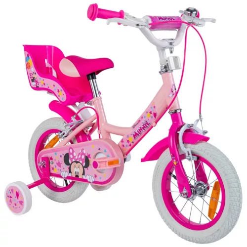 12 colos Disney Minnie Maus gyerekkerékpár kiegészítő kerekekkel, pink/lila