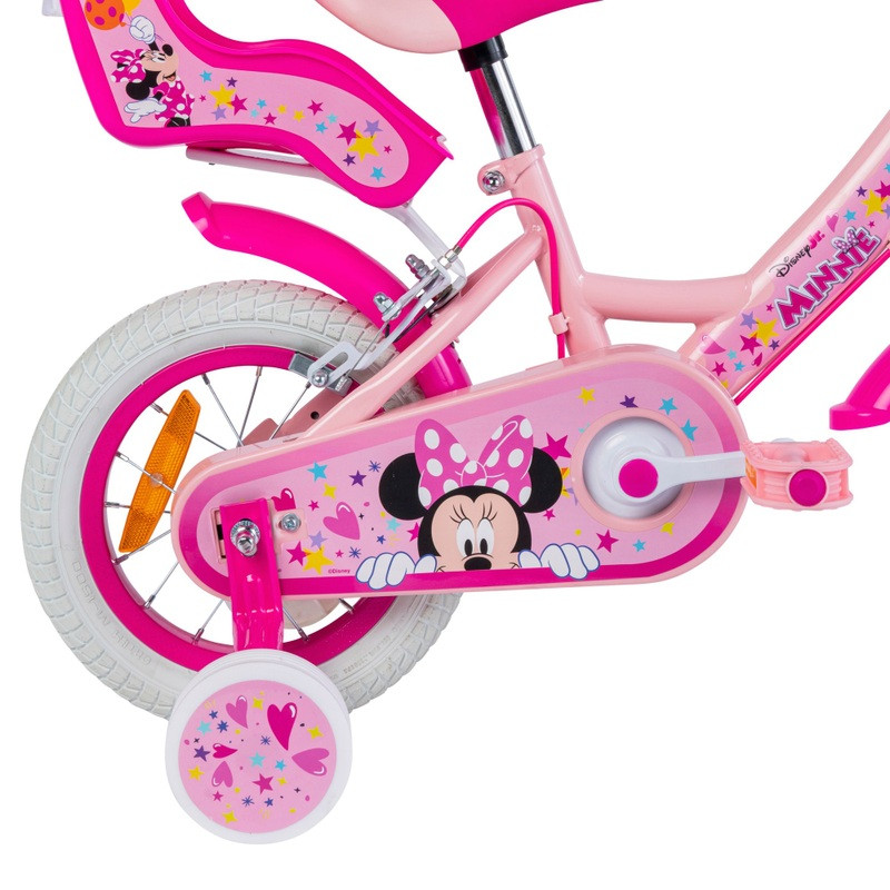 Smyths Toys 12 colos Disney Minnie Maus gyerekkerékpár kiegészítő kerekekkel, pink/lila, alternatív kép 5