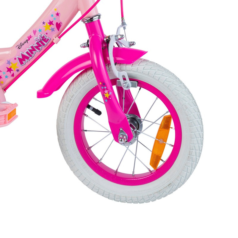 Smyths Toys 12 colos Disney Minnie Maus gyerekkerékpár kiegészítő kerekekkel, pink/lila, alternatív kép 6