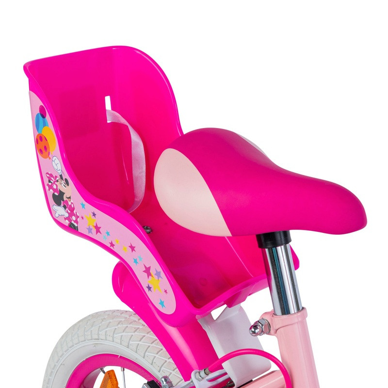 Smyths Toys 12 colos Disney Minnie Maus gyerekkerékpár kiegészítő kerekekkel, pink/lila, alternatív kép 7