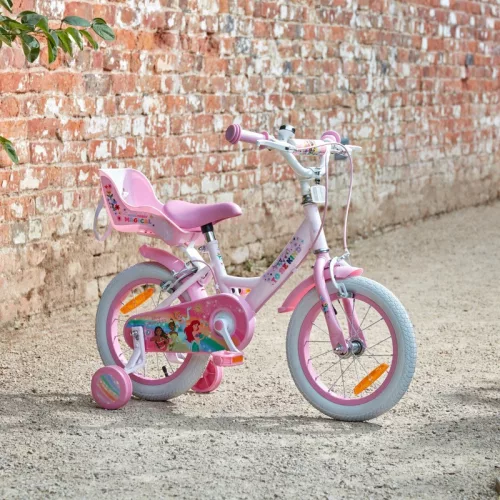 14 colos Disney Prinzessin gyerekkerékpár kiegészítő kerekekkel, pink