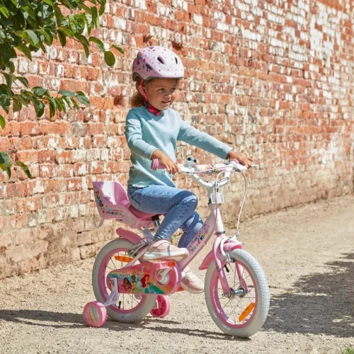 14 colos Disney Prinzessin gyerekkerékpár kiegészítő kerekekkel, pink
