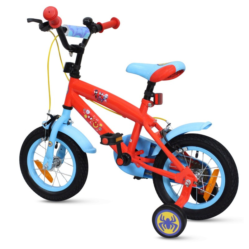 Smyths Toys 12 colos Marvel Spidey gyerekkerékpár kiegészítő kerekekkel, piros/kék, alternatív kép 4