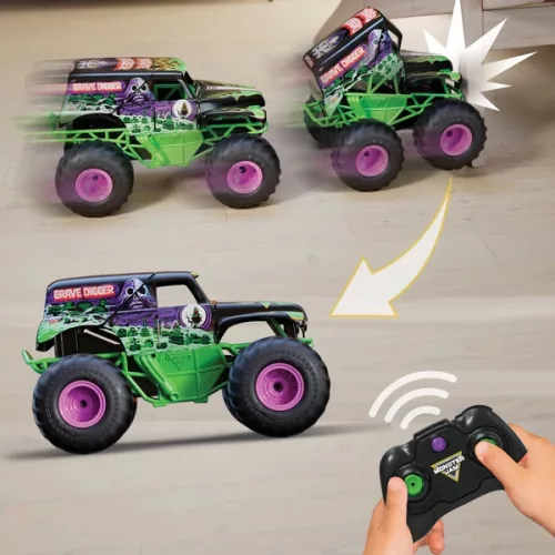 Monster Jam távirányítós autó Smash & Bash RC Grave Digger 1:15, 3–5 év, Többszínű