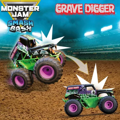 Monster Jam távirányítós autó Smash & Bash RC Grave Digger 1:15, 3–5 év, Többszínű