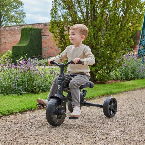 QPlay Comfo Max 6 az 1-ben háromkerekű és babakocsi kormányrúddal és tetővel, bézs