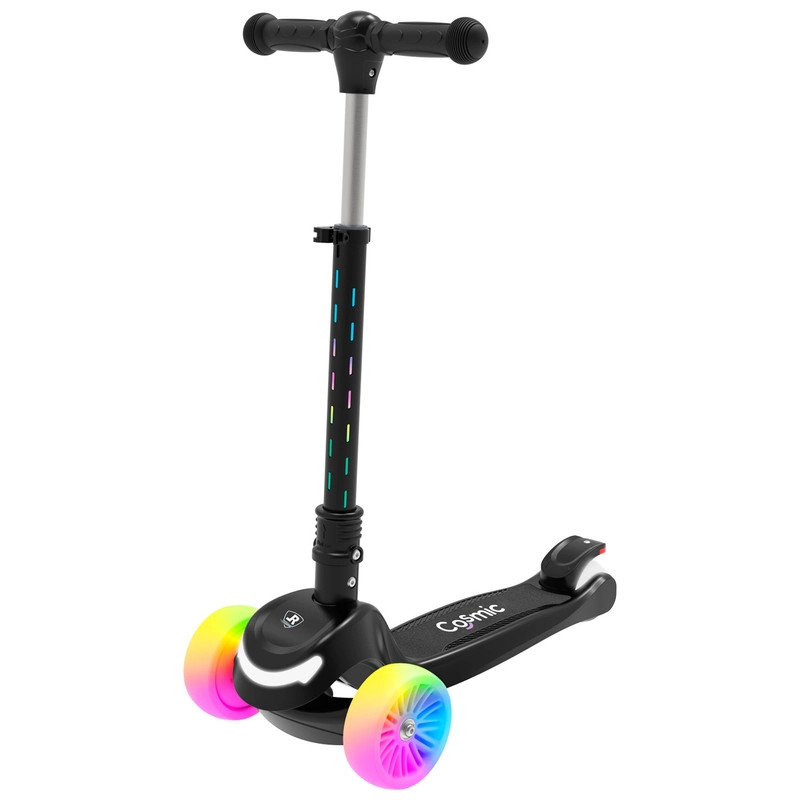 Rahmory Cosmic Tri-Scooter gyerek roller LED kerekekkel, fekete – fő nézet