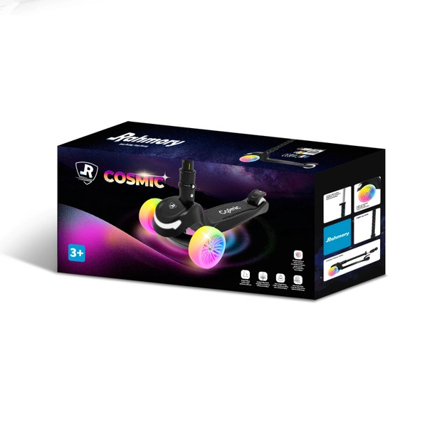 Rahmory Cosmic Tri-Scooter gyerek roller LED kerekekkel, fekete – alternatív kép 3