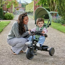  QPlay Elite Platinum 6 az 1-ben háromkerekű és babakocsi kormánykerékkel és tetővel, zöld