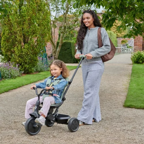 QPlay Elite Platinum 6 az 1-ben háromkerekű és babakocsi kormánykerékkel és tetővel, zöld