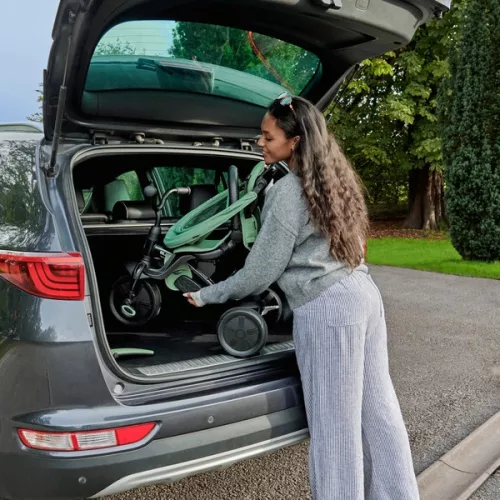 QPlay Elite Platinum 6 az 1-ben háromkerekű és babakocsi kormánykerékkel és tetővel, zöld