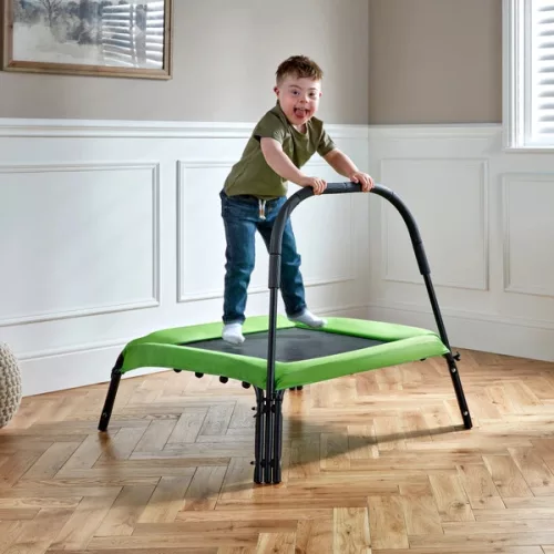 Gyerek trambulin rúddal, zöld