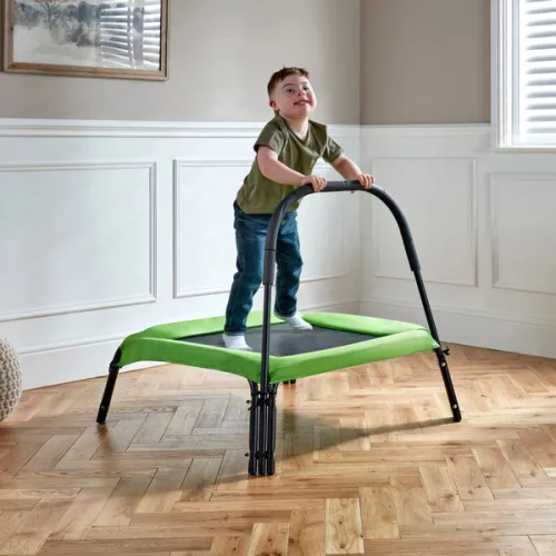 Gyerek trambulin rúddal, zöld