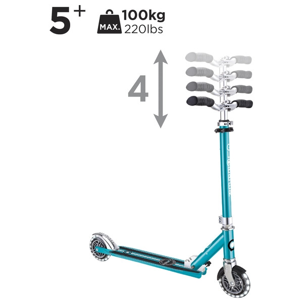 Globber Roller FLOW ELEMENT LIGHTS Gyerek Roller LED Kerekekkel Aqua Blue – alternatív kép 2