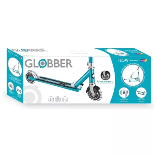 Globber Roller FLOW ELEMENT LIGHTS Gyerek Roller LED Kerekekkel Aqua Blue, 3–5 év, Többszínű