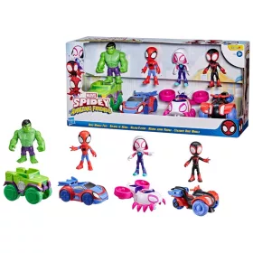   Marvel Pókember és csodálatos barátai hősjármű csomag, 4 figura, 4 jármű