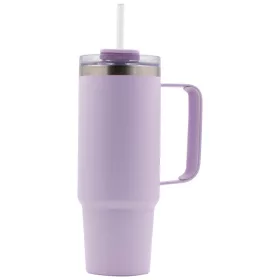   Rozsdamentes acél kulacspohár szívószállal, 900 ml, lila