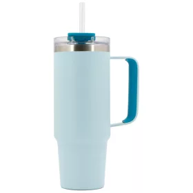  Rozsdamentes acél kulacspohár szívószállal, 900 ml, világoskék