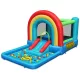 Szivárványszínű ugrálóvár csúszdával és labdamedencével