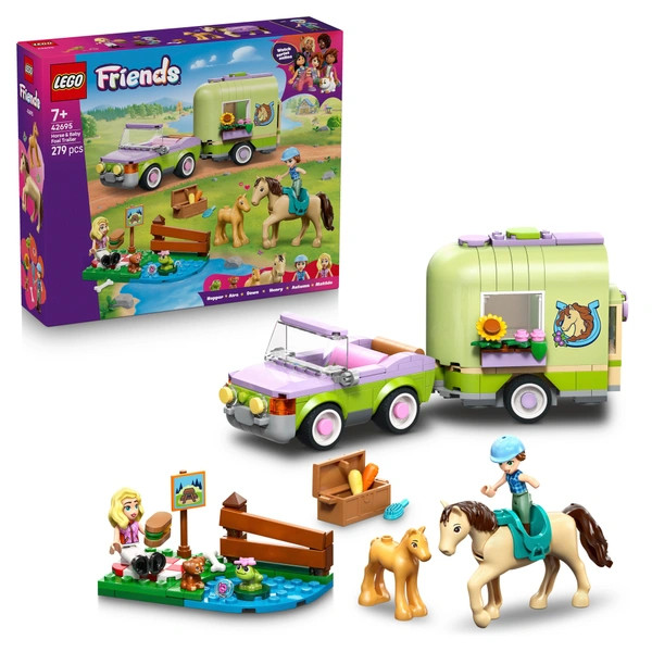 LEGO Friends Ló és csikó lószállító utánfutóval 42695 – alternatív kép 1