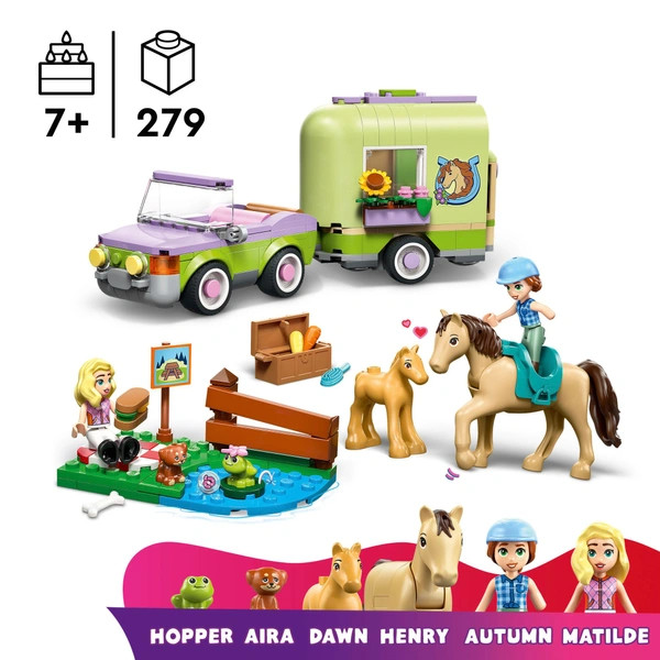 LEGO Friends Ló és csikó lószállító utánfutóval 42695 – alternatív kép 2