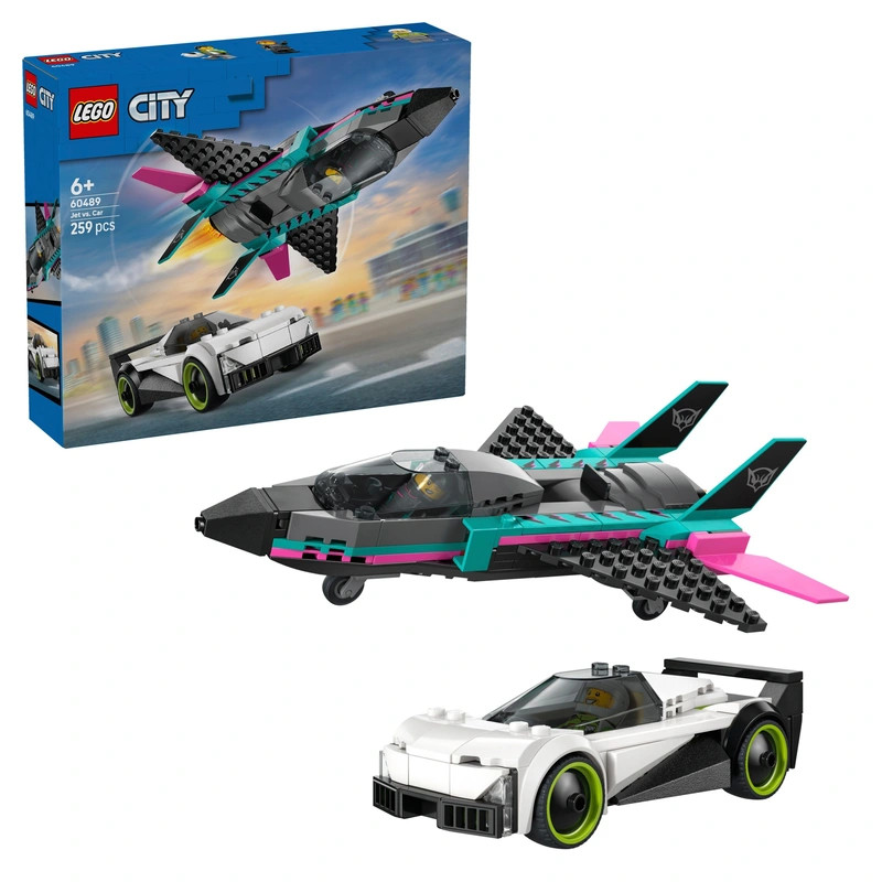 LEGO City Sugárhajtású repülőgép vs. versenyautó 60489 – fő nézet