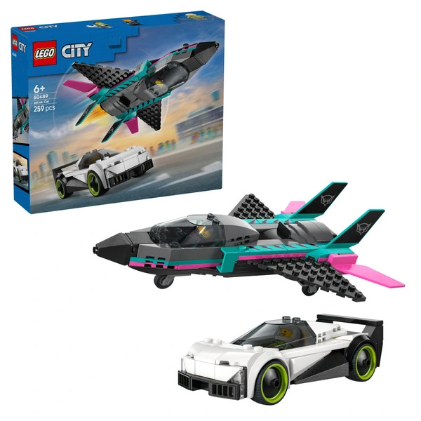 LEGO City Sugárhajtású repülőgép vs. versenyautó 60489 – alternatív kép 1