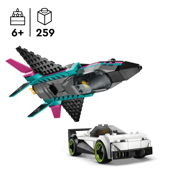 LEGO City Sugárhajtású repülőgép vs. versenyautó 60489 – alternatív kép 2