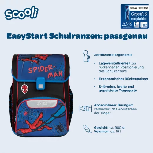 EasyStart Spider-Man iskolatáska szett, 5 részes