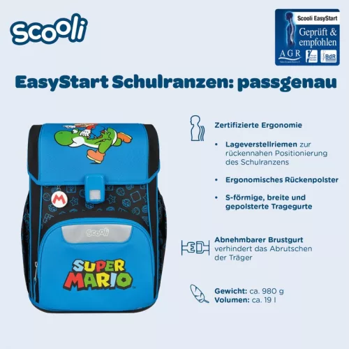 EasyStart Super Mario iskolatáska szett, 5 részes