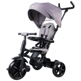   QPlay Rito STAR tricikli és babakocsi kormánykerékkel és tetővel, szürke